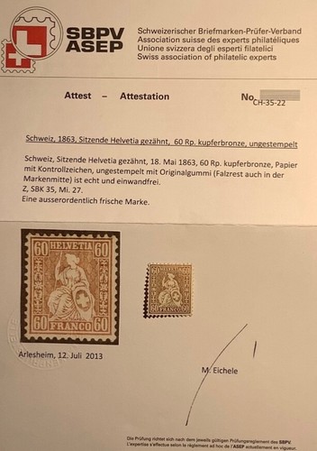 Svizzera 1863 rara 60rp - rara,